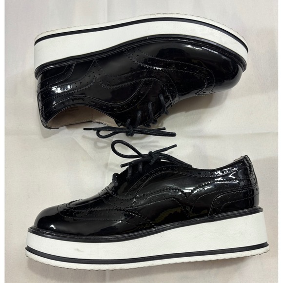 Bruno Marc Platform Wingtip Oxford Shoes‎ Chunky Sole Lace Up Black Size 6 - Picture 1 of 5